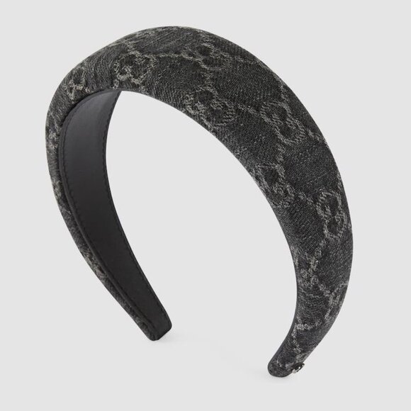 NEW GUCCI Denim Hairband Black Grey 100% Authentic Headband